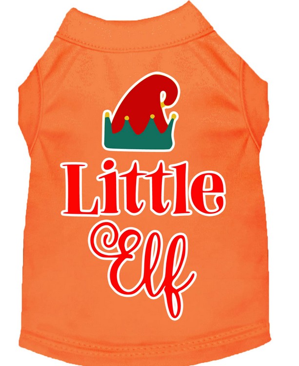 Little Elf Screen Print Dog Shirt Orange XS